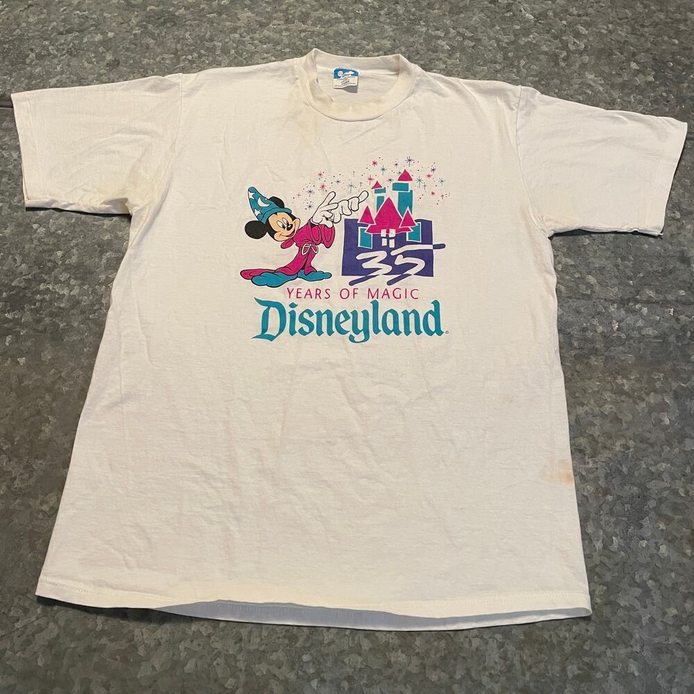 Vintage 90s 35 Years of Magic Disneyland Mickey Mouse Tee Shirt L XL USA Disney